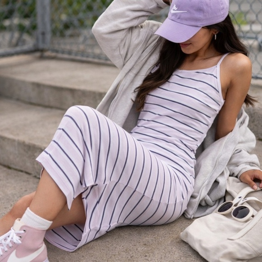 Nike Sportswear Purple Striped Midi Dress Women’s | ASOS Exclusive streetwear